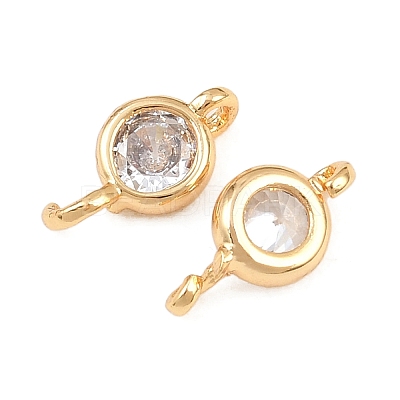 Brass Pave Clear Cubic Zirconia Connector Charms KK-H538-04G-1