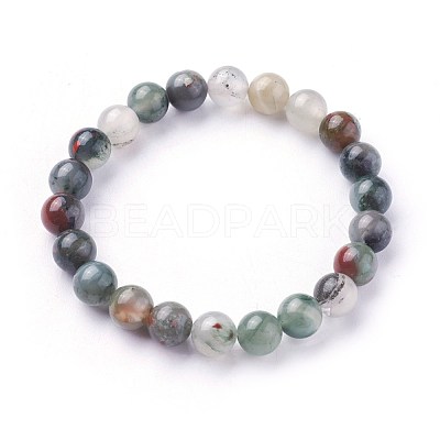 Natural African Bloodstone Stretch Bracelets BJEW-F380-01-B01-1