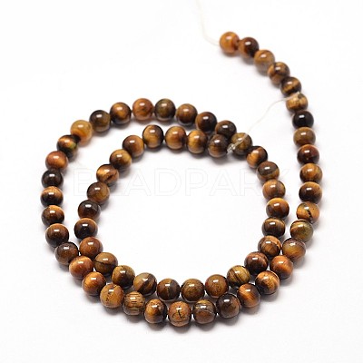 Natural Tiger Eye Round Bead Strands X-G-P072-33-8mm-1