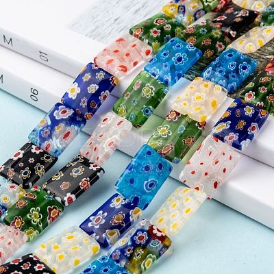 Rectangle Handmade Millefiori Glass Beads Strands LK-R004-22-1