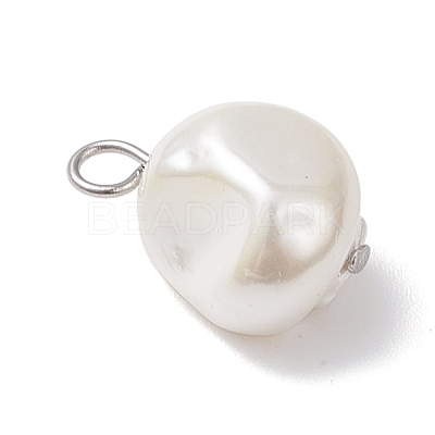 Electroplated Shell Pearl Nuggets Charms PALLOY-JF04641-02-1