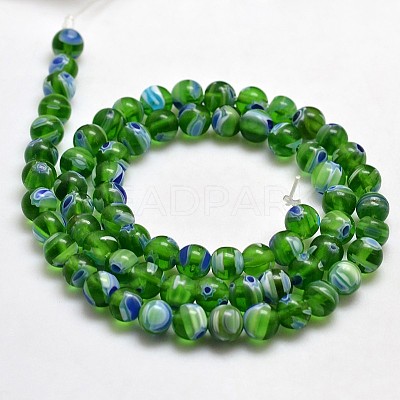 Round Millefiori Glass Beads Strands LK-P001-09-1