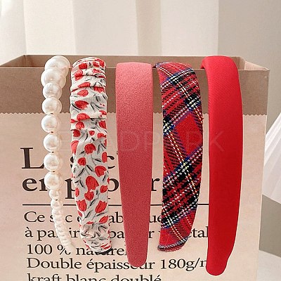 5Pcs Plastic & Polyester Hair Bands Hair Accessories for Women Girls PHAR-WH20014-16D-1
