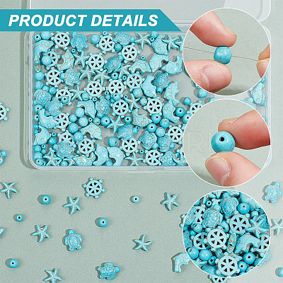 210Pcs 7 Styles Synthetic Turquoise Beads G-NB0005-44-1