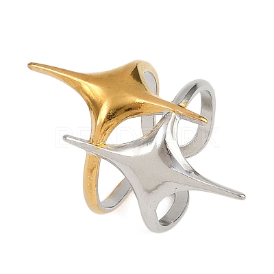 Adjustable 304 Stainless Steel Cuff Rings for Women RJEW-B135-01GP-03-1