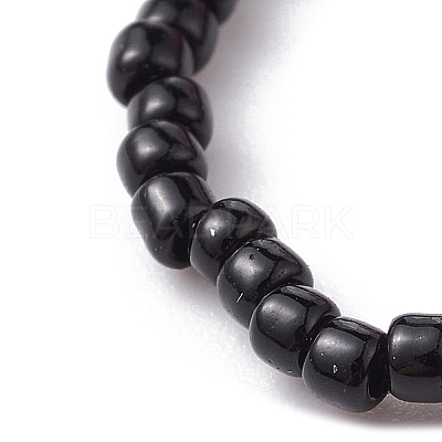 Glass Seed Beaded Bowknot Stretch Finger Rings RJEW-MZ00012-1