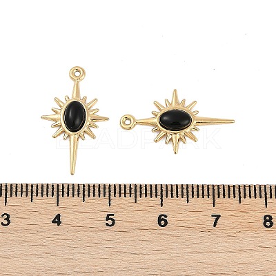Natural Black Onyx(Dyed & Heated) Sun Pendants STAS-I325-140B-G-1