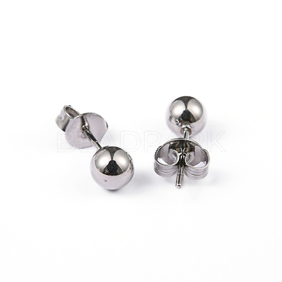 Tarnish Resistant 304 Stainless Steel Ball Stud Earrings X-EJEW-2224-5mm-P-1