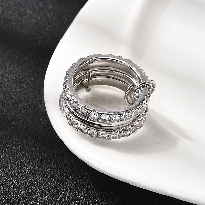 Brass Micro Pave Cubic Zirconia Finger Rings RJEW-P166-12P-01-1