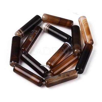 Dyed Natural Banded Agate Beads Strands G-T144-30A-03-1