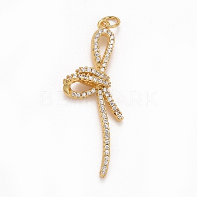 Rack Plating Brass Micro Pave Clear Cubic Zirconia Pendants KK-M229-12G-1
