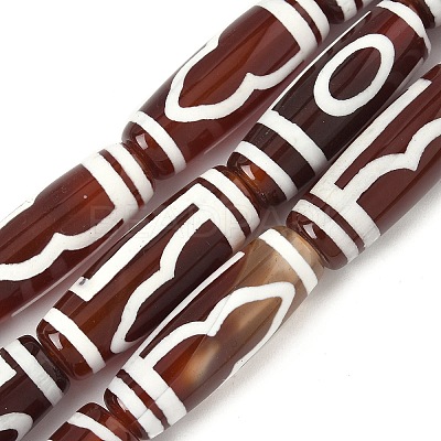 Rice Shape Tibetan Style dZi Beads Strands G-A269-A10-01-1