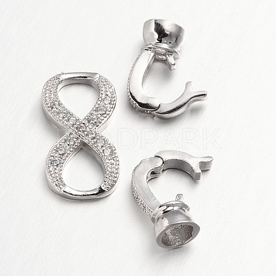 Infinity Brass Micro Pave Cubic Zirconia Fold Over Clasps ZIRC-L036-02P-FF-1