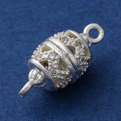 Brass Micro Pave Clear Cubic Zirconia Hollow Oval Connector Charms KK-A230-05B-S-1