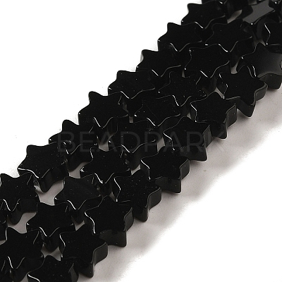 Natural Black Onyx(Dyed & Heated) Beads Strands G-G085-B44-02-1