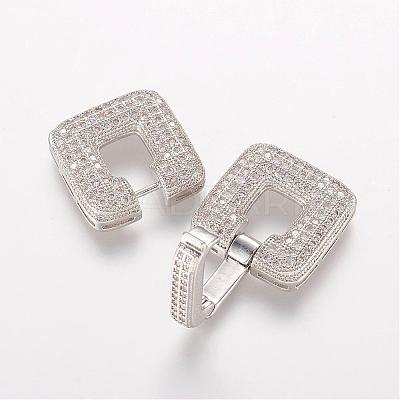 Brass Micro Pave Cubic Zirconia Fold Over Clasps ZIRC-J016-10P-1