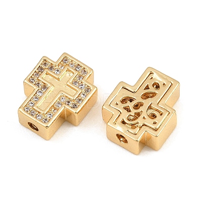 Brass Micro Pave Clear Cubic Zirconia Beads CU-CBA1F4D-01G-1