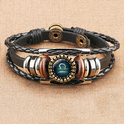 12 Constellations PU Leather Multi-strand Bracelets WGFD09F-07-1