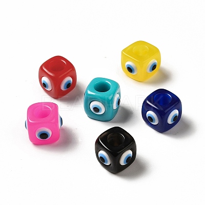 Resin Evil Eye European Beads X-RESI-A021-M-1