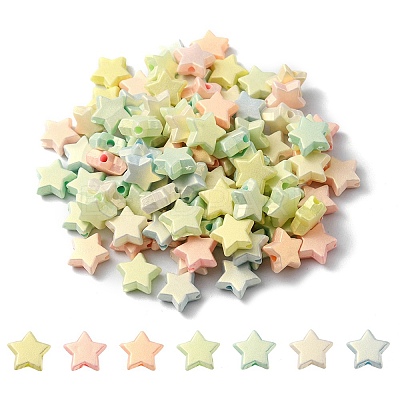 Spray Painted Frosted Opaque Acrylic Beads ACRP-YW0001-07-1