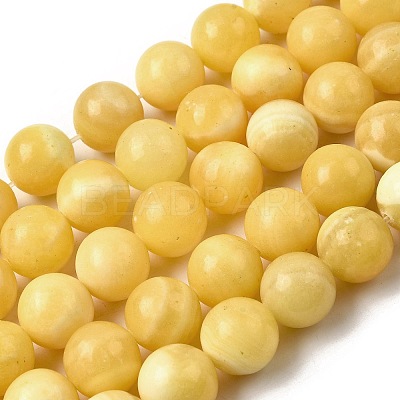 Natural Yellow Jade Beadd Strands G-A274-A01-10mm-01-1