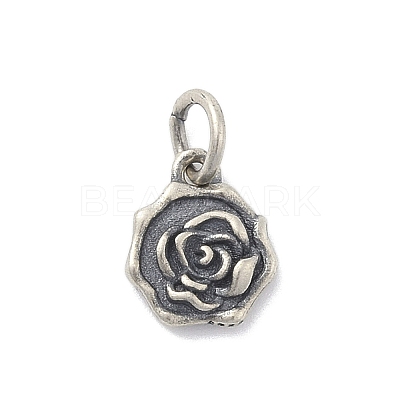 925 Sterling Silver Flower Charms with Jump Rings and 925 Stamp STER-M021-02AS-02-1