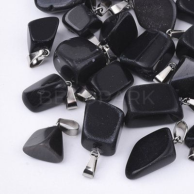Natural Black Stone Pendants G-Q996-12-1