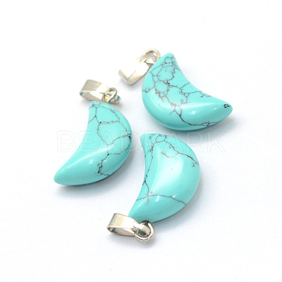 Moon Dyed Synthetic Turquoise Pendants G-Q369-10-1