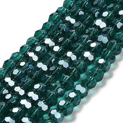 Faceted(32 Facets) Electroplate Glass Bead Strands X-EGLA-R015-4mm-13-1