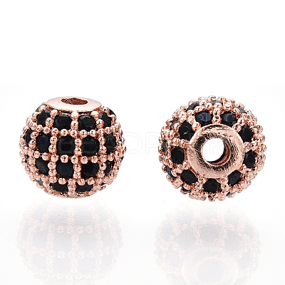 Rack Plating Brass Cubic Zirconia Beads ZIRC-S001-6mm-B01-1