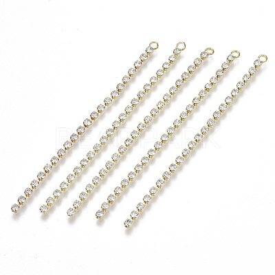 Brass Rhinestone Cup Chains Tassel Big Pendants KK-R129-10G-1