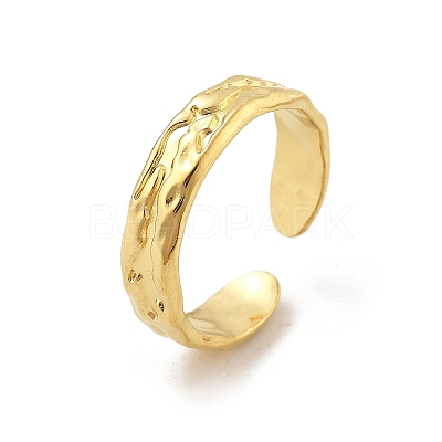 Textured 304 Stainless Steel Open Cuff Rings RJEW-R014-03G-02-1
