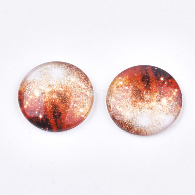 Starry Sky Pattern Printed Glass Cabochons X-GGLA-N004-25mm-D71-1