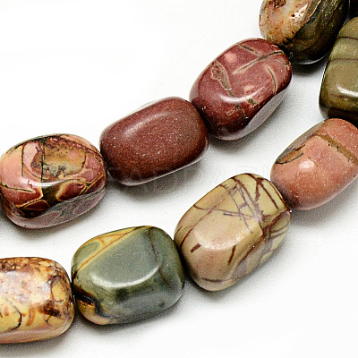 Natural Polychrome Jasper/Picasso Stone/Picasso Jasper Beads Strands G-Q948-84-1