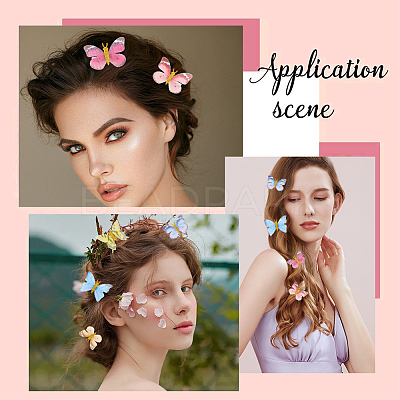 18Pcs 6 Styles Cloth Butterfly Alligator Hair Clip OHAR-GF0001-39-1