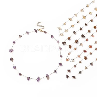 Natural Mixed Gemstone Chips Beaded Necklace NJEW-JN04234-1
