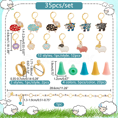 35Pcs Sheep DIY Knitting Tool Sets HJEW-NB00057-1