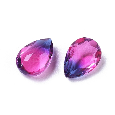 Two Tone Transparent Glass Rhinestone Cabochons EGLA-L022A-07-1