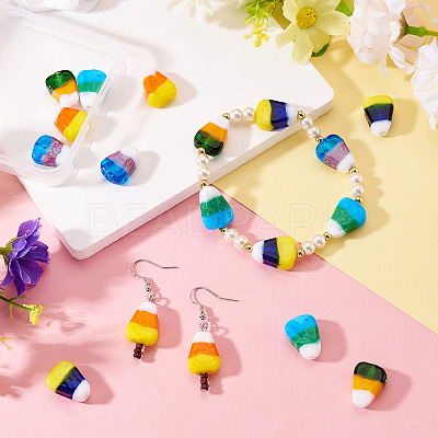 10Pcs 5 Colors Handmade Lampwork Beads LAMP-TA0002-41-1