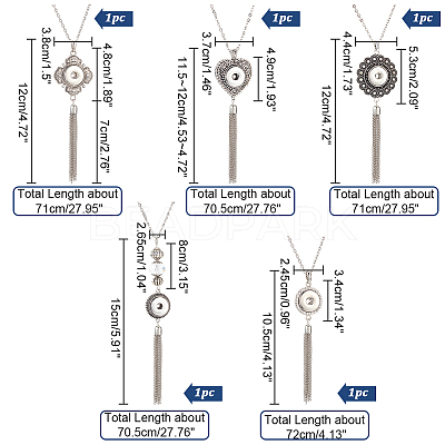5Pcs 5 Style Interchangeable Alloy Snap Button Necklace Making FIND-NB0003-50-1