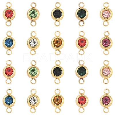20Pcs 10 Colors 304 Stainless Steel Rhinestone Links/Connectors STAS-YW0010-11-1