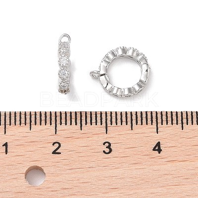 Rhodium Plated 925 Sterling Silver Micro Pave Cubic Zirconia Twister Clasps STER-K176-16P-1