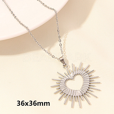 304 Stainless Steel Heart Pendant Necklaces for Men and Women FS-WG1B83F-10-1