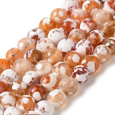 Dyed & Heated Natural Fire Crackle Agate Beads Strands G-P539-B01-12-1