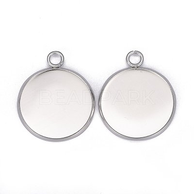 304 Stainless Steel Pendant Cabochon Settings STAS-F191-14S-G-1