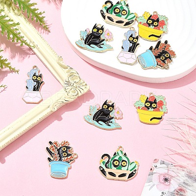 10Pcs 5 Styles Alloy Enamel Pandants FIND-YW0005-71-1