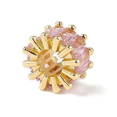 Rack Plating Brass Micro Pave Cubic Zirconia Beads KK-C019-01G-1