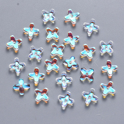 Transparent Spray Painted Glass Beads GLAA-YW0003-10-1