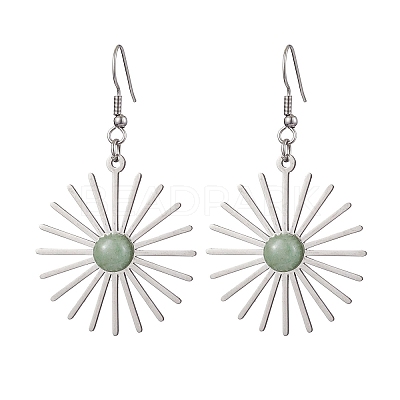 Star 201 Stainless Steel Natural Gemstone Dangle Earrings for Women EJEW-JE05835-1