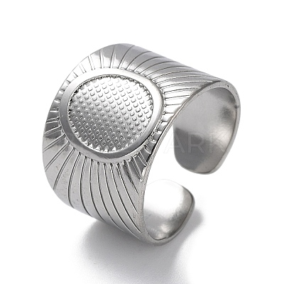 Non-Tarnish 304 Stainless Steel Open Cuff Ring Components STAS-M323-61P-1